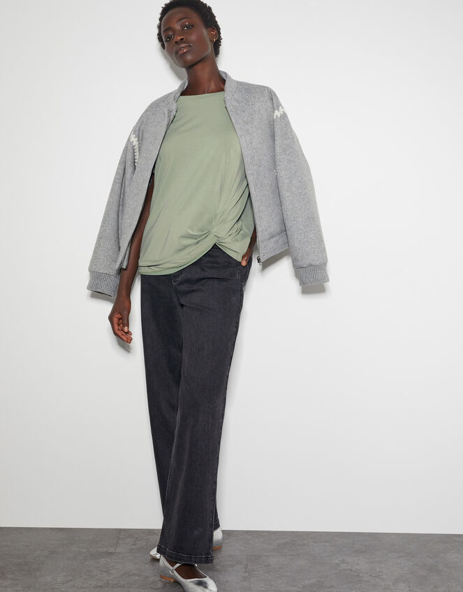 Tawn Twist Front Jersey T-Shirt, Green (KHAKI), large