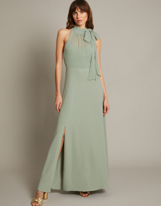 Monika Halter Chiffon Maxi Dress, Green (SAGE), large