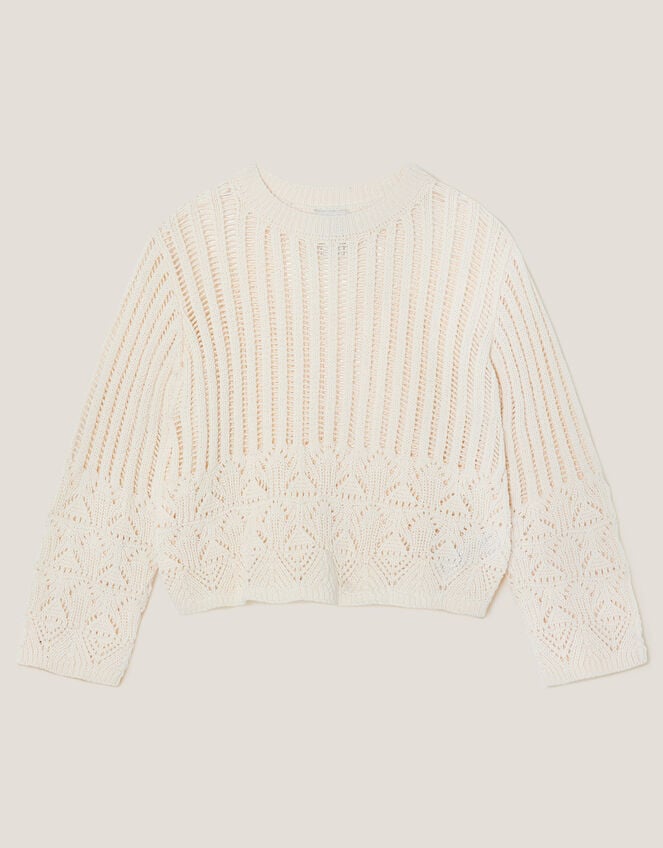 Cropped Knit Jumper, Ivory (IVORY), large