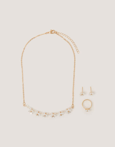Beaded Flower Jewellery Set, , large