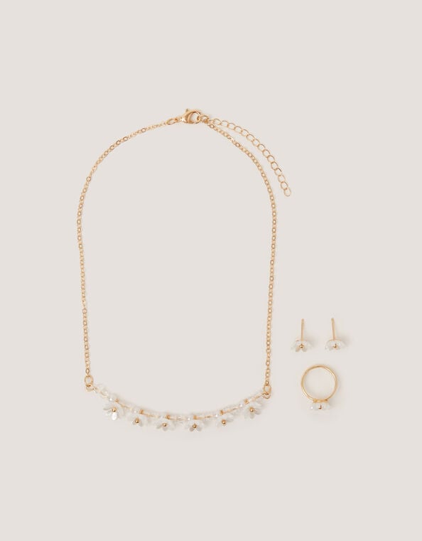 Beaded Flower Jewellery Set, , large