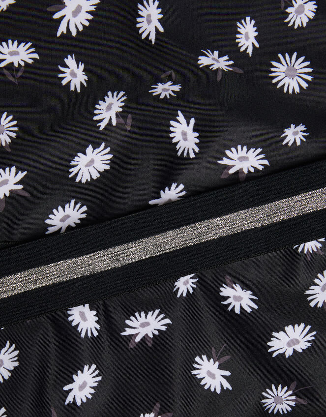 Daisy Print Halter Bikini Set, Black (BLACK), large