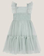 Baby Eva Floral Embroidered Tulle Dress, Green (PALE GREEN), large