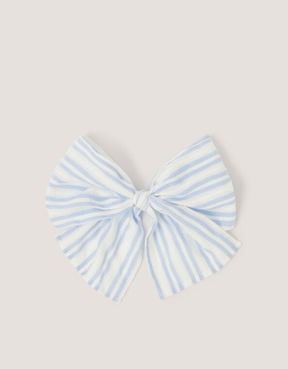 Stripe Bow Hair Clip, , large
