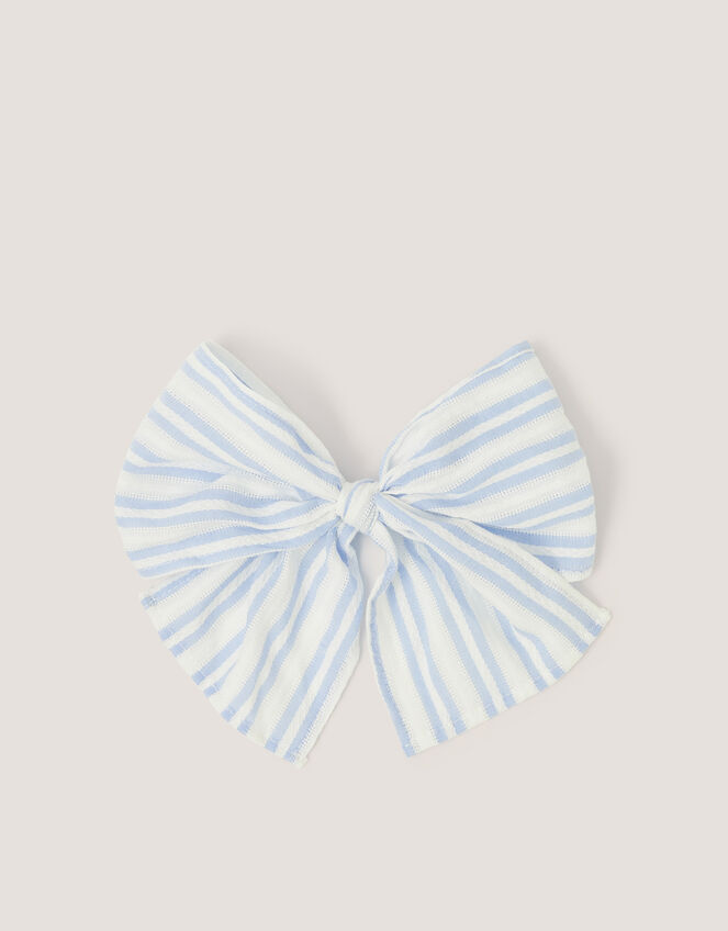 Stripe Bow Hair Clip, , large