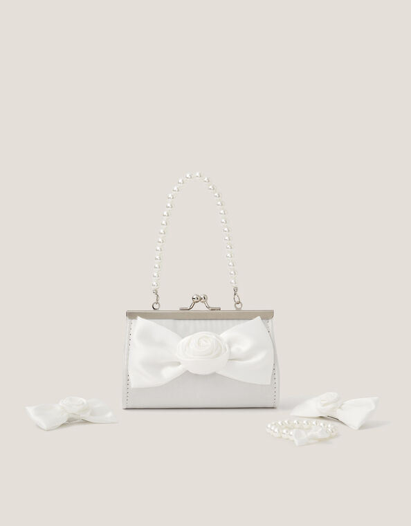Bridesmaid Rosette Bag & Accessories Set, Ivory (IVORY), large