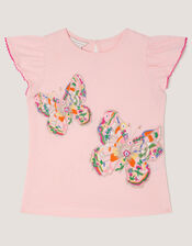 Butterfly Embroidered T-Shirt, Pink (PINK), large