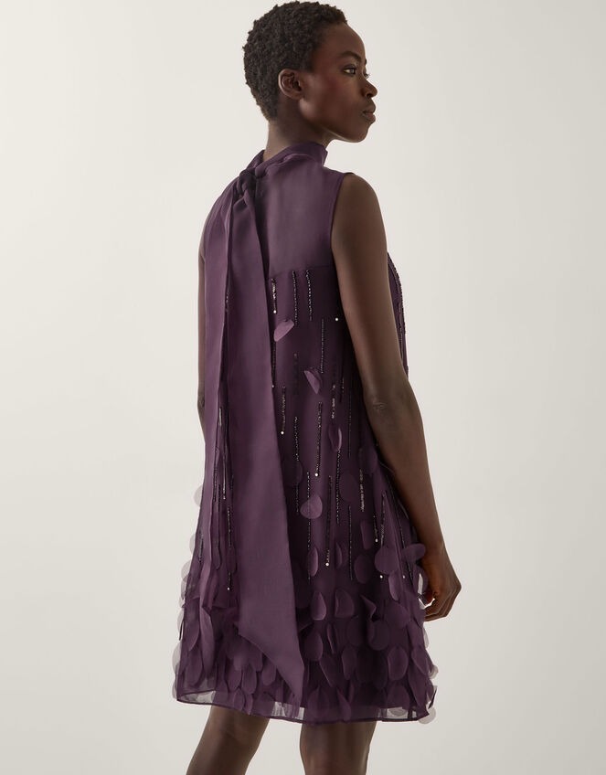 Cassidy Sleeveless Appliqu&eacute; Mini Dress, Purple (PURPLE), large