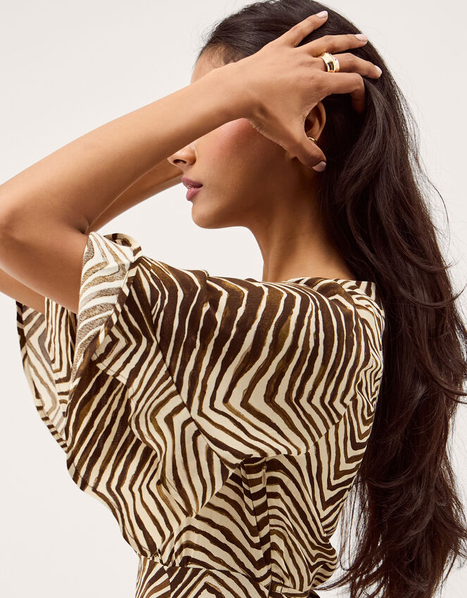 Pippa Animal Print Midi Dress, Green (KHAKI), large