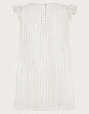 Baby Nellie Pleated Chiffon Dress, Ivory (IVORY), large