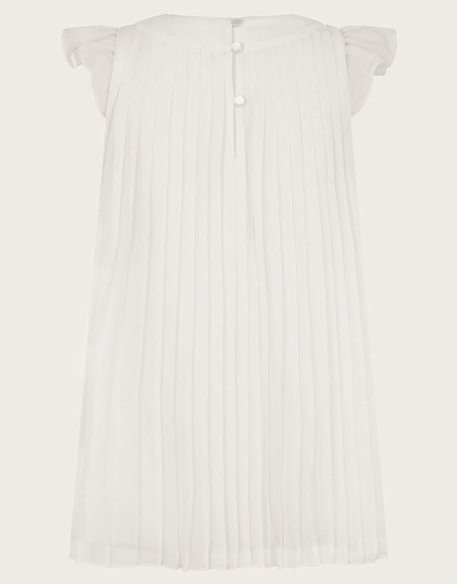 Baby Nellie Pleated Chiffon Dress, Ivory (IVORY), large