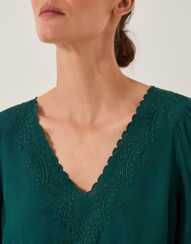 Fey Embroidered Lace Blouse, Teal (TEAL), large