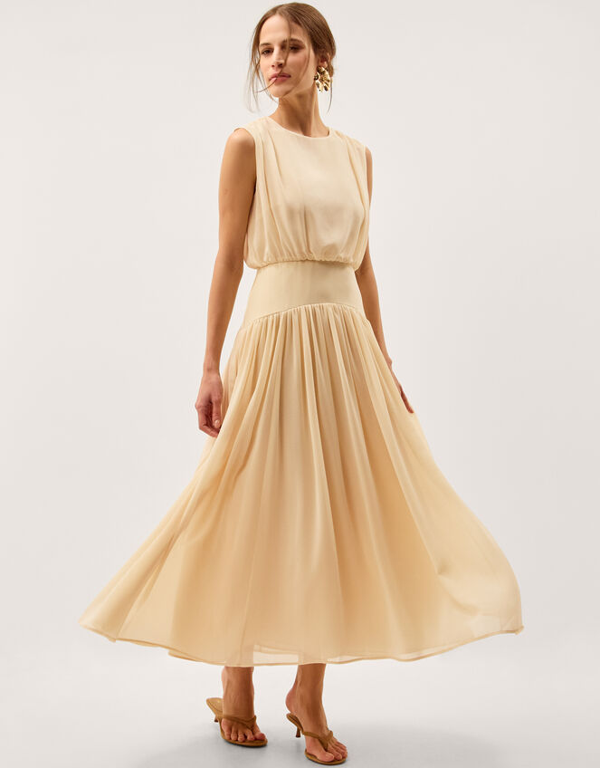 Georgia Drop Hem Midi Dress, Yellow (YELLOW), large