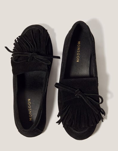 Sarah Suede Moccasins, Black (BLACK), large