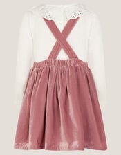Baby Broderie Top & Bow Pinafore Dress Set, Pink (PINK), large