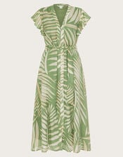 Parmella Print Ruffle Dress, Green (GREEN), large