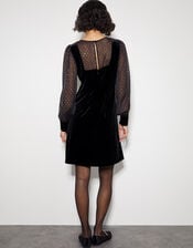 Mel Sheer Sleeve Velvet Mini Dress, Black (BLACK), large