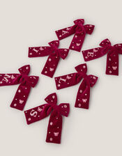 Initial Velvet Bow Hair Clip, Red (BURGUNDY), large