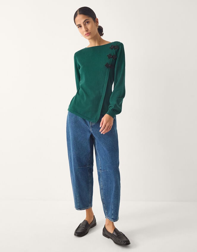 Sofia Asymmetrical Button Jumper, Teal (TEAL), large