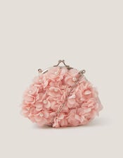 Appliqu&eacute; Floral Cluster Clip Frame Bag, Pink (PALE PINK), large