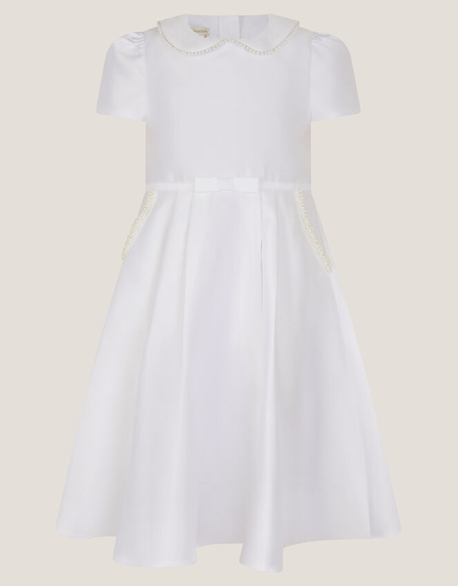 Sicily Pearl Collar Dress, White (WHITE), large