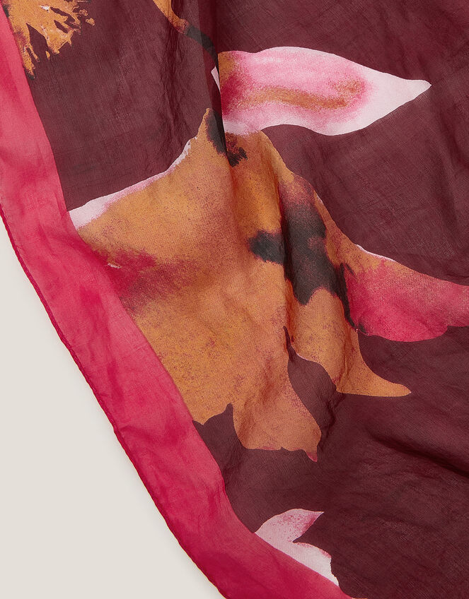 Gloria Floral Print Silk Scarf, , large
