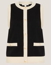 Sala Two Tone Knit Vest, Black (BLACK), large
