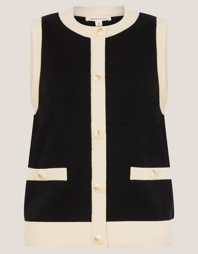 Sala Two Tone Knit Vest, Black (BLACK), large