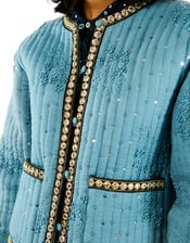 Wild Valentin Embellished Quilted Jacket, Blue (BLUE), large