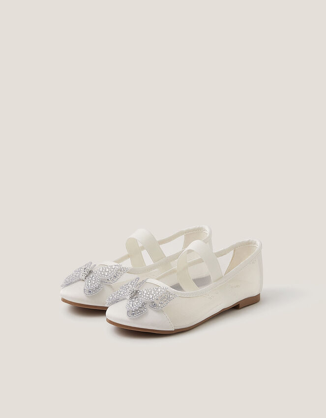 Butterfly Mesh Ballet Flats, Ivory (IVORY), large