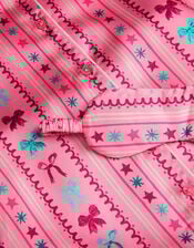 Bow Print Satin Long Pyjamas & Sleep Mask Set, Pink (PINK), large