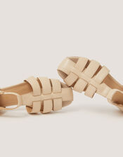 Bobbi Fisherman Leather Sandals, Ivory (IVORY), large