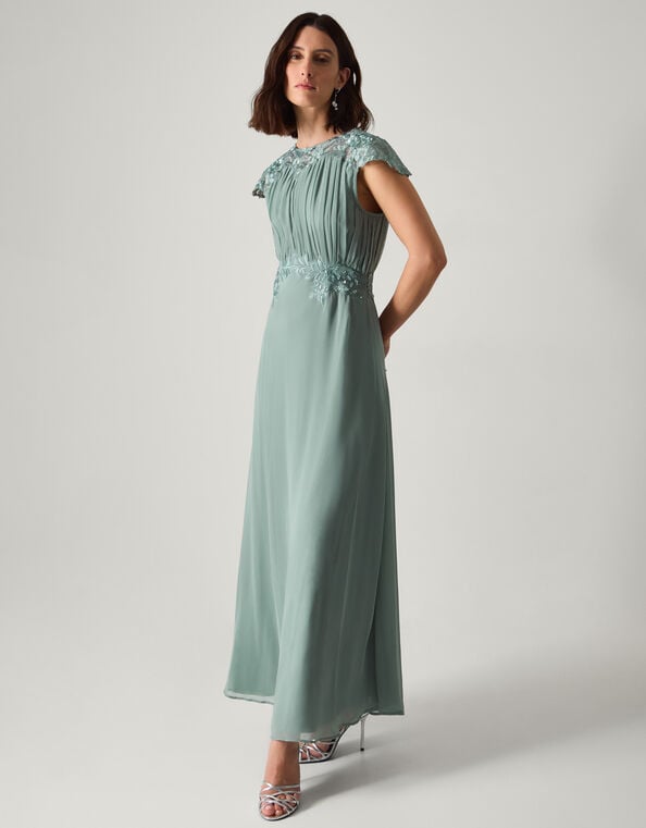 Elodie Lace Chiffon Bridesmaid Dress, Green (SAGE), large