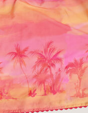 Palm Print Beach Dress, Orange (ORANGE), large