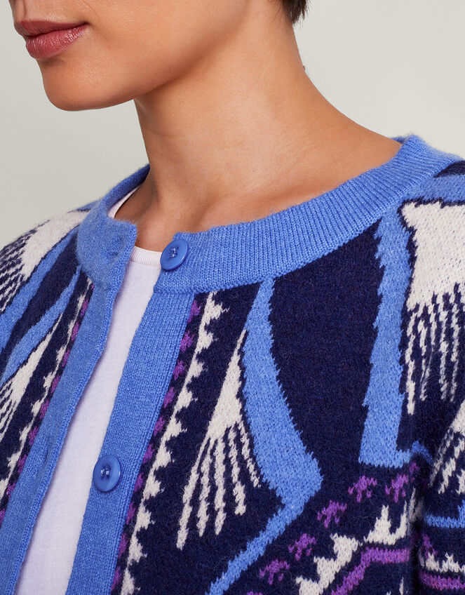 Elsie Print Cardigan, Blue (BLUE), large