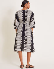 Orla Geometric Print Kaftan Dress, Black (BLACK), large