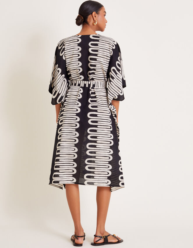 Orla Geometric Print Kaftan Dress, Black (BLACK), large