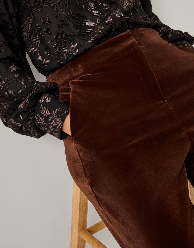 Mila Straight Velvet Trousers, Copper (COPPER), large