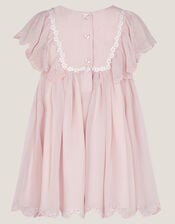 Baby Summer Flutter Sleeve Scallop Dress, Pink (PINK), large