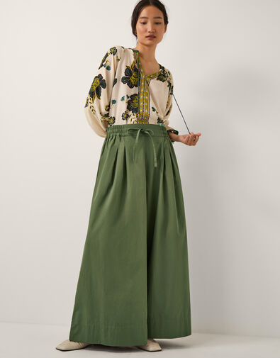 Rachel Wide Leg Trousers, Green (KHAKI), large