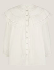 Connie Puff Sleeve Collar Blouse, Ivory (IVORY), large