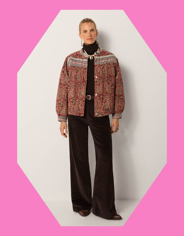 Maison Hotel Olivia Embroidered Paisley Print Jacket, Red (RED), large