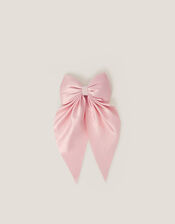 Satin Bow Bridesmaid Hair Clip, Pink (PINK), large