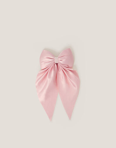 Satin Bow Bridesmaid Hair Clip, Pink (PINK), large