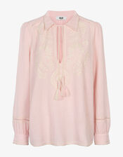 Moliin Vaeda Embroidered Cotton Shirt, Pink (PINK), large