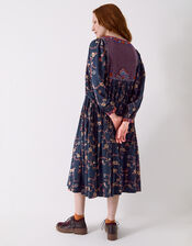 East Elenie Embroidered Floral Midi Dress, Black (BLACK), large