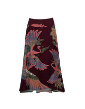 One Hundred Stars Crane Print Midi Skirt, Purple (PLUM), large