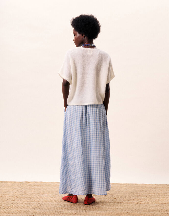 FRNCH Gingham Maxi Skirt, Blue (BLUE), large