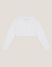 Ottilie Appliqu&eacute; Rose Cardigan, White (WHITE), large