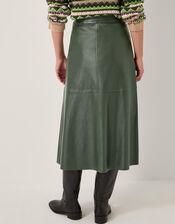 Pippa Faux Leather Midi Skirt, Green (GREEN), large